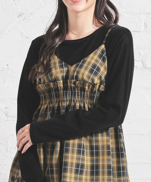 Honeys(ハニーズ)の「ベロアトップス(Tシャツ/カットソー・レディース・ブラック/アイボリー/ブラウン/グレー・S/M/L)」の1枚目の写真