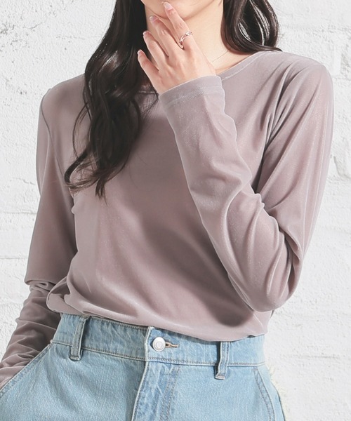 Honeys(ハニーズ)の「ベロアトップス(Tシャツ/カットソー・レディース・ブラック/アイボリー/ブラウン/グレー・S/M/L)」の14枚目の写真