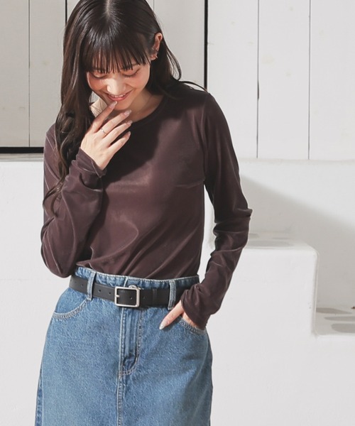 Honeys(ハニーズ)の「ベロアトップス(Tシャツ/カットソー・レディース・ブラック/アイボリー/ブラウン/グレー・S/M/L)」の18枚目の写真