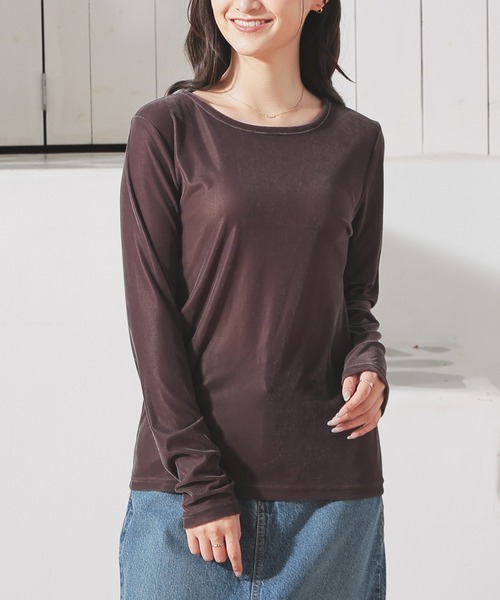 Honeys(ハニーズ)の「ベロアトップス(Tシャツ/カットソー・レディース・ブラック/アイボリー/ブラウン/グレー・S/M/L)」の19枚目の写真