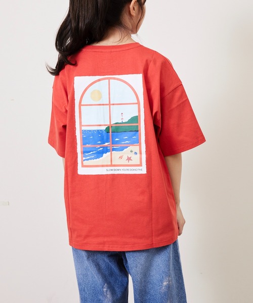 Fluffy BROTHERS(フラッフィーブラザーズ)の「パネルプリントTシャツ(大人サイズ)(Tシャツ/カットソー・レディース・ホワイト/サーモンピンク/レンガ/スミクロ・M/L/XL)」の4枚目の写真