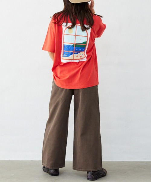 Fluffy BROTHERS(フラッフィーブラザーズ)の「パネルプリントTシャツ(大人サイズ)(Tシャツ/カットソー・レディース・ホワイト/サーモンピンク/レンガ/スミクロ・M/L/XL)」の5枚目の写真