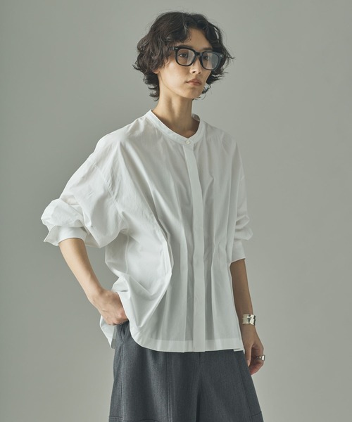 カレンソロジーブラウス Curensology(カレンソロジー)/ストライプレイヤードギャザー