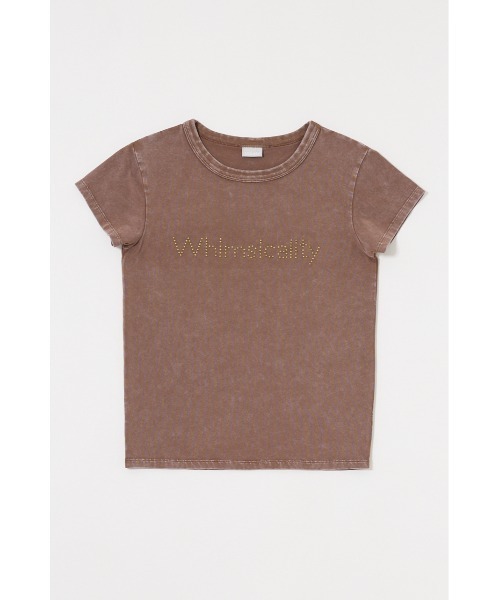 MOUSSY（マウジー）の「STUDS LOGO Tシャツ（Tシャツ/カットソー・レディース・オフホワイト/ライトブラック/ブラウン/ピンク・FREE）」の5枚目の写真