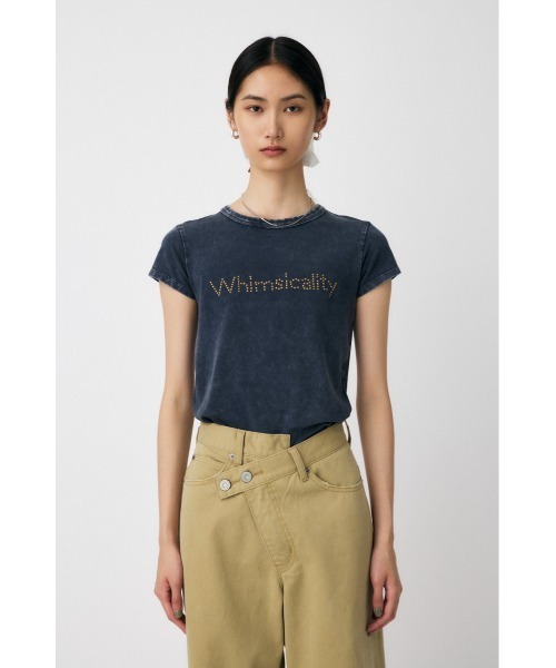 MOUSSY（マウジー）の「STUDS LOGO Tシャツ（Tシャツ/カットソー・レディース・オフホワイト/ライトブラック/ブラウン/ピンク・FREE）」の10枚目の写真