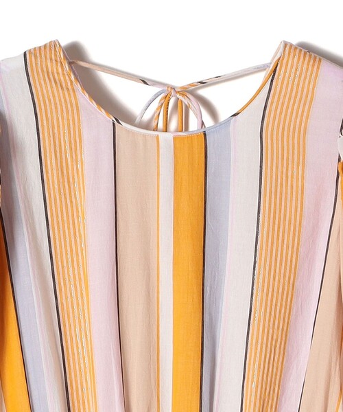NE QUITTEZ PAS!（ヌキテパ）の「ne Quittez pas:〈手洗い可能〉ストライプ Vネック ドレス（ワンピース・レディース・グリーン/オレンジ・ONE SIZE）」の6枚目の写真
