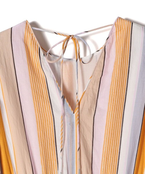 NE QUITTEZ PAS!（ヌキテパ）の「ne Quittez pas:〈手洗い可能〉ストライプ Vネック ドレス（ワンピース・レディース・グリーン/オレンジ・ONE SIZE）」の7枚目の写真