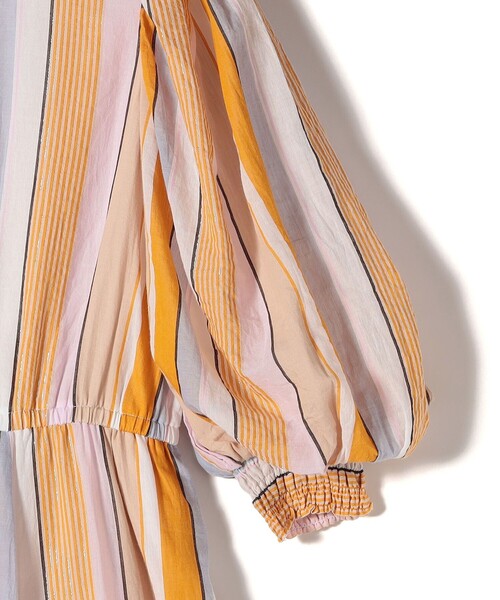 NE QUITTEZ PAS!（ヌキテパ）の「ne Quittez pas:〈手洗い可能〉ストライプ Vネック ドレス（ワンピース・レディース・グリーン/オレンジ・ONE SIZE）」の8枚目の写真