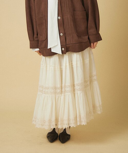 セール】【nane】【India Series】レースピンタックロングスカート