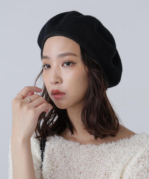 FREE'S MART（フリーズマート）の「パイピングバスクベレー（ハンチング/ベレー帽・レディース・グレー/ブラック・ﾌﾘ-）」の3枚目の写真