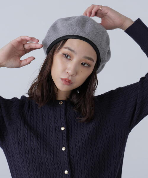 FREE'S MART（フリーズマート）の「パイピングバスクベレー（ハンチング/ベレー帽・レディース・グレー/ブラック・ﾌﾘ-）」の4枚目の写真