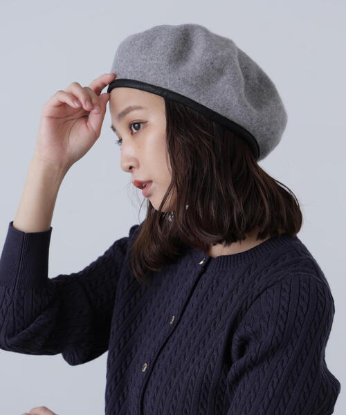 FREE'S MART（フリーズマート）の「パイピングバスクベレー（ハンチング/ベレー帽・レディース・グレー/ブラック・ﾌﾘ-）」の5枚目の写真
