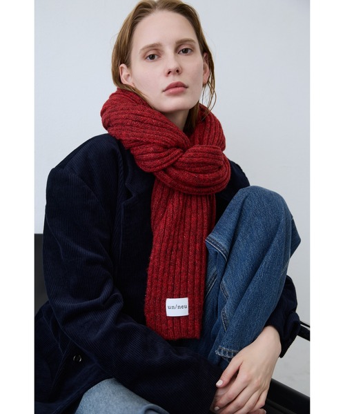 un/neu(アンノイ)の「ミックスカラーニットビッグストール / 大判ストール / マフラー(マフラー・レディース・グレー/イエロー/コバルトブルー/レッド/ピンク/ライトピンク/ダークグリーン・FREE)」の22枚目の写真