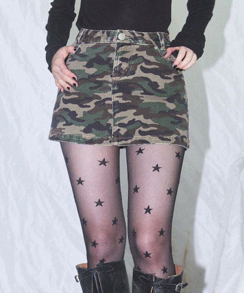 Heart Tattoo(ハートタトゥー)の「Heart Pocket Denim Mini Skirt / ハートポケットデニムミニスカート(デニムスカート・レディース・ブラック/ブラック系/グリーン系・0/1)」の3枚目の写真