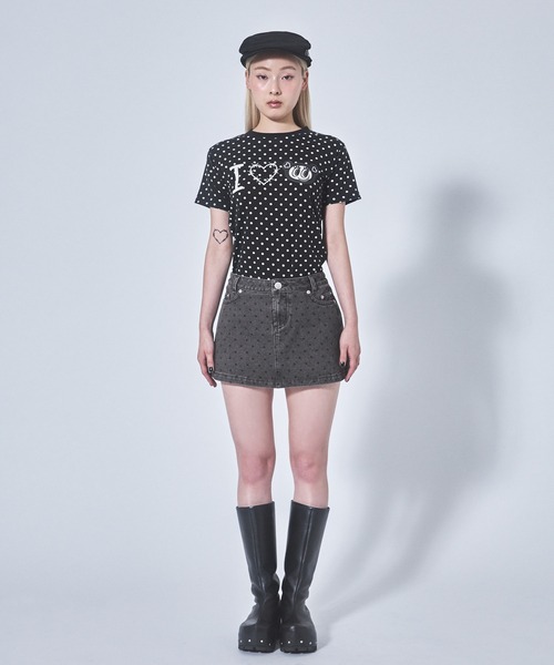 セール】【Heart Tattoo】ハートポケットデニムミニスカート（デニム