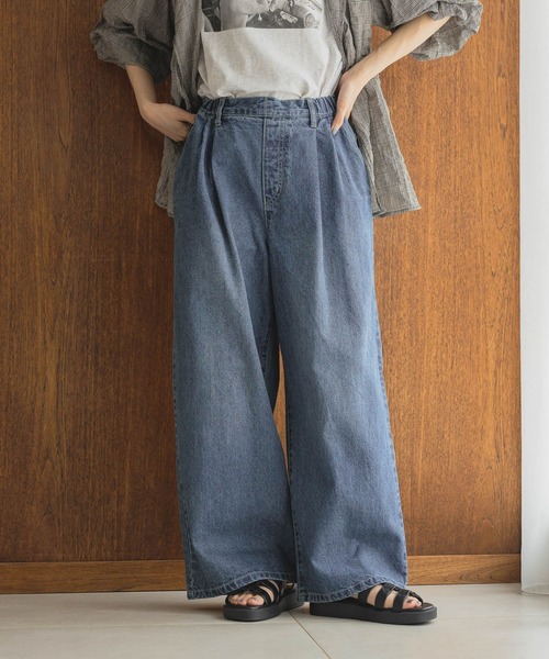 セール】タックストレートデニムパンツ[プチ・プラスサイズあり]《CLIP