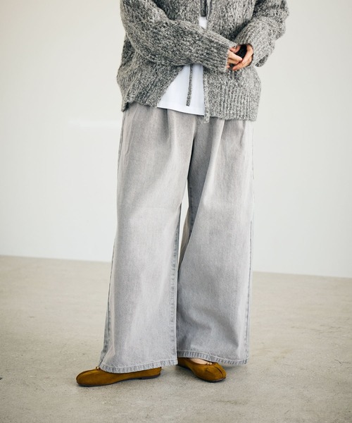 セール】タックストレートデニムパンツ[プチ・プラスサイズあり]《CLIP