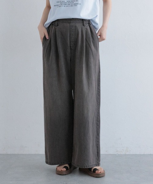 studio CLIP（スタディオクリップ）の「タックストレートデニムパンツ[プチ・プラスサイズあり]《CLIP denim》（デニムパンツ・レディース・ブルー/ブラウン/ブラック/ライトブルー/ライトグレー・LARGE/PF/ﾌﾘｰ(L)/MEDIUM）」の7枚目の写真