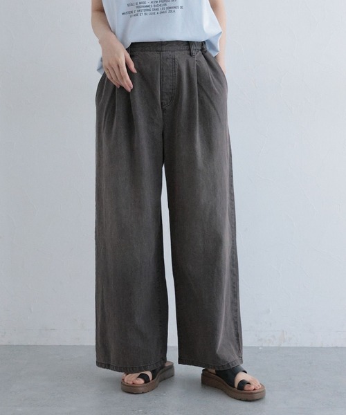 studio CLIP（スタディオクリップ）の「タックストレートデニムパンツ[プチ・プラスサイズあり]《CLIP denim》（デニムパンツ・レディース・ブルー/ブラウン/ブラック/ライトブルー/ライトグレー・LARGE/PF/ﾌﾘｰ(L)/MEDIUM）」の8枚目の写真