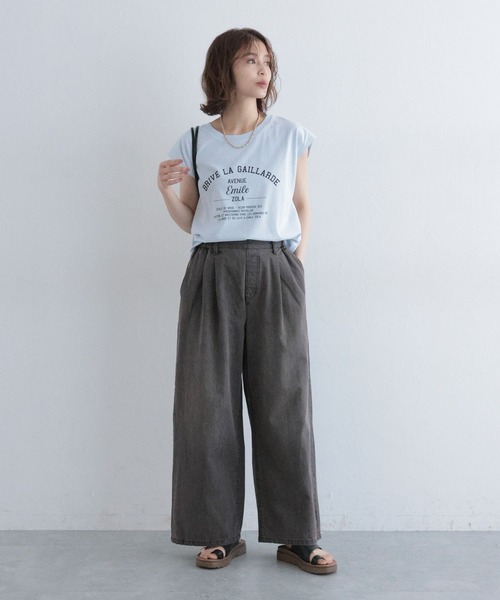 studio CLIP（スタディオクリップ）の「タックストレートデニムパンツ[プチ・プラスサイズあり]《CLIP denim》（デニムパンツ・レディース・ブルー/ブラウン/ブラック/ライトブルー/ライトグレー・LARGE/PF/ﾌﾘｰ(L)/MEDIUM）」の9枚目の写真