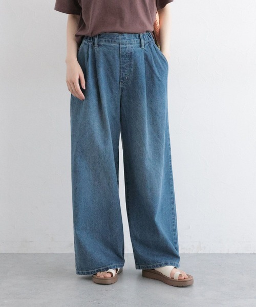 studio CLIP（スタディオクリップ）の「タックストレートデニムパンツ[プチ・プラスサイズあり]《CLIP denim》（デニムパンツ・レディース・ブルー/ブラウン/ブラック/ライトブルー/ライトグレー・LARGE/PF/ﾌﾘｰ(L)/MEDIUM）」の13枚目の写真