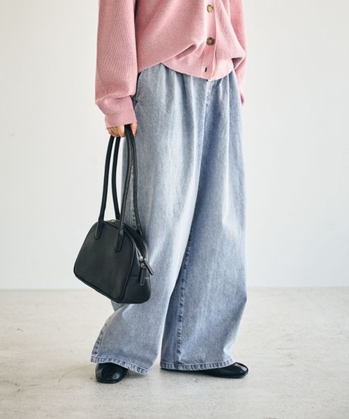 studio CLIP（スタディオクリップ）の「タックストレートデニムパンツ[プチ・プラスサイズあり]《CLIP denim》（デニムパンツ・レディース・ブルー/ブラウン/ブラック/ライトブルー/ライトグレー・LARGE/PF/ﾌﾘｰ(L)/MEDIUM）」の15枚目の写真