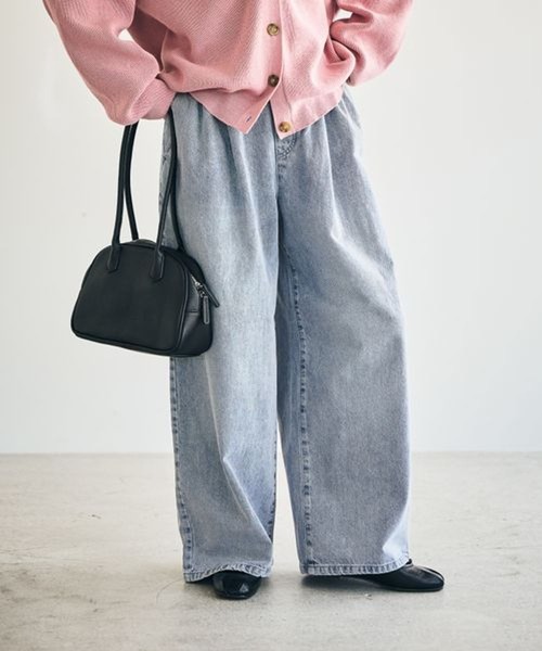 studio CLIP（スタディオクリップ）の「タックストレートデニムパンツ[プチ・プラスサイズあり]《CLIP denim》（デニムパンツ・レディース・ブルー/ブラウン/ブラック/ライトブルー/ライトグレー・LARGE/PF/ﾌﾘｰ(L)/MEDIUM）」の16枚目の写真