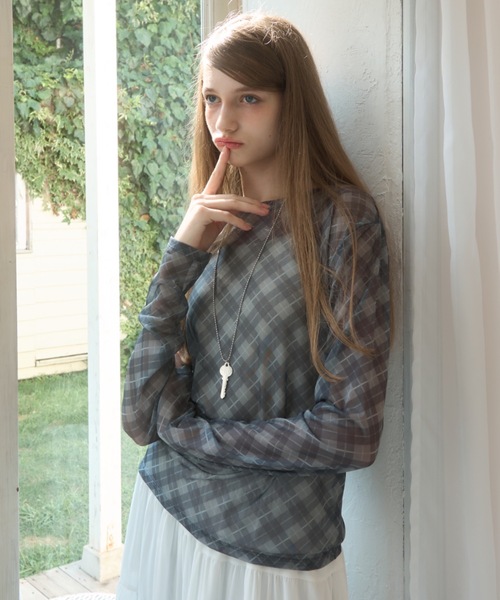 トップス Gypsohila / Sheer Check Tops Gypsohila / Sheer Check Tops