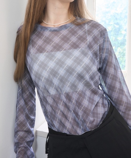 トップス Gypsohila / Sheer Check Tops トップス Gypsohila / Sheer