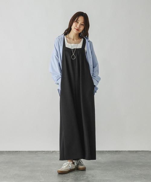 GLOBAL WORK（グローバルワーク）の「アソートギャザーワイドサロペ/587823（サロペット/オーバーオール・レディース・スミクロ/ダークブラウン/ブルー系その他4/グレー系その他2・LARGE/MEDIUM）」の15枚目の写真