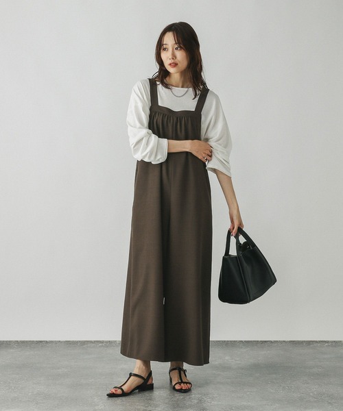 GLOBAL WORK（グローバルワーク）の「アソートギャザーワイドサロペ/587823（サロペット/オーバーオール・レディース・スミクロ/ダークブラウン/ブルー系その他4/グレー系その他2・LARGE/MEDIUM）」の22枚目の写真