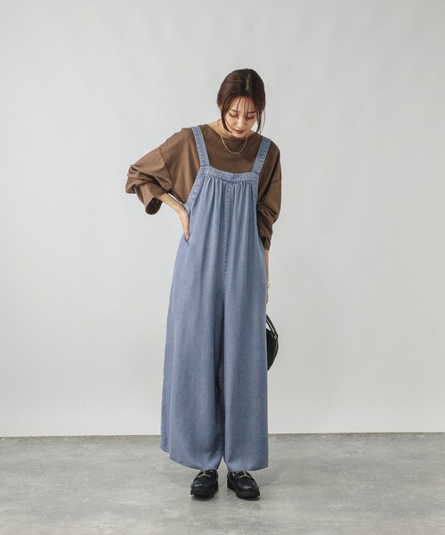 GLOBAL WORK（グローバルワーク）の「アソートギャザーワイドサロペ/587823（サロペット/オーバーオール・レディース・スミクロ/ダークブラウン/ブルー系その他4/グレー系その他2・LARGE/MEDIUM）」の10枚目の写真