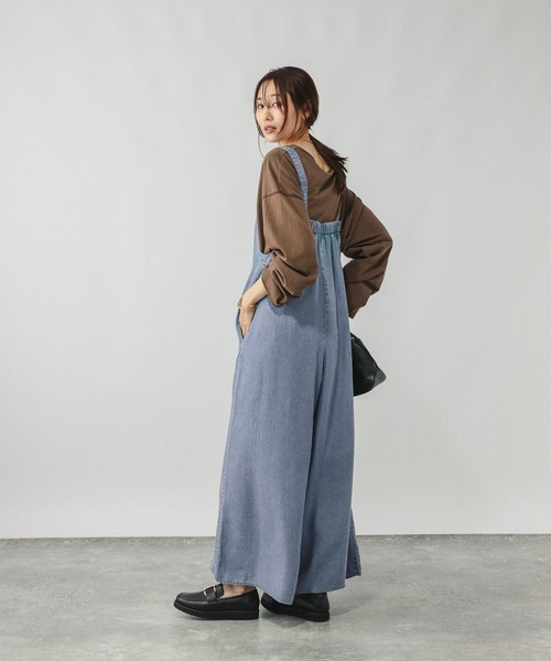 GLOBAL WORK（グローバルワーク）の「アソートギャザーワイドサロペ/587823（サロペット/オーバーオール・レディース・スミクロ/ダークブラウン/ブルー系その他4/グレー系その他2・LARGE/MEDIUM）」の11枚目の写真