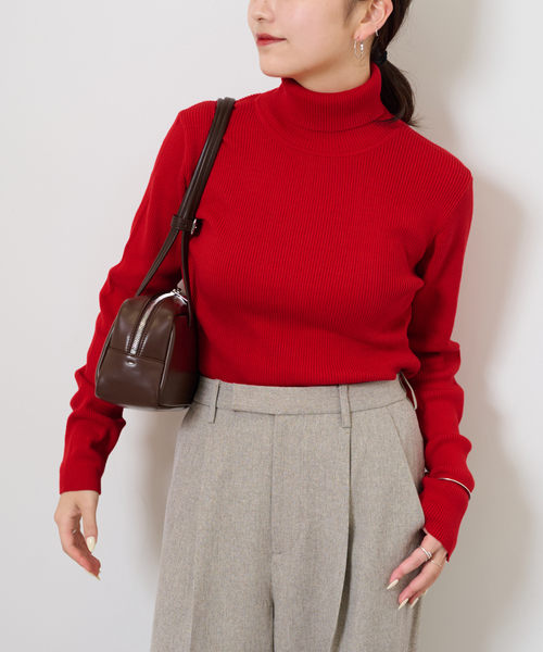 JOURNAL STANDARD relume（ジャーナルスタンダード　レリューム）の「《WEB限定追加 / 新色》スイスオーガニックコットンタートルネックプルオーバー（ニット/セーター・レディース・ホワイト/ブラウン/ベージュ系その他/レッド/ブラック/ブルー・FREE）」の6枚目の写真