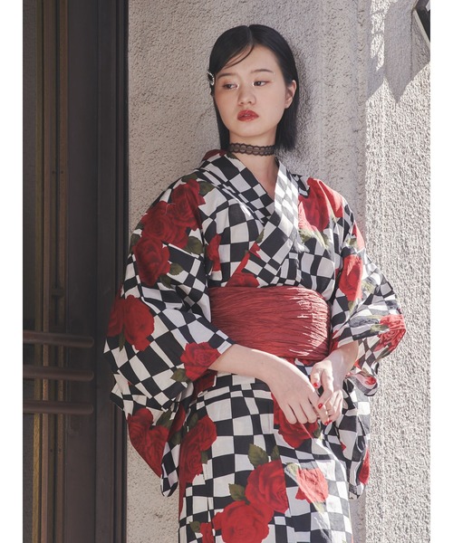 jouetie（ジュエティ）の「【jouetieオリジナル】ローズチェッカーセパレート浴衣（浴衣・レディース・レッド/ブルー・MEDIUM）」の15枚目の写真