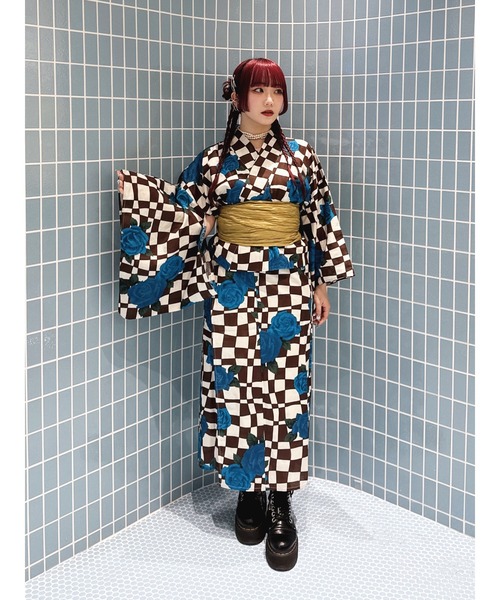 jouetie（ジュエティ）の「【jouetieオリジナル】ローズチェッカーセパレート浴衣（浴衣・レディース・レッド/ブルー・MEDIUM）」の18枚目の写真