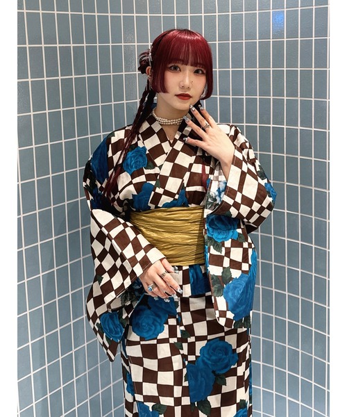 jouetie（ジュエティ）の「【jouetieオリジナル】ローズチェッカーセパレート浴衣（浴衣・レディース・レッド/ブルー・MEDIUM）」の22枚目の写真