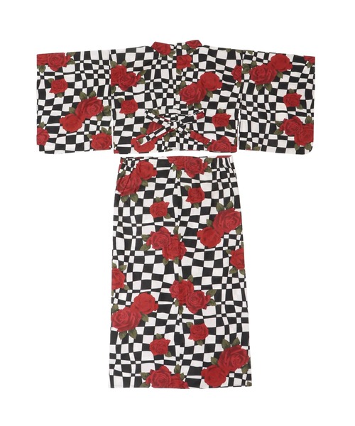 jouetie（ジュエティ）の「【jouetieオリジナル】ローズチェッカーセパレート浴衣（浴衣・レディース・レッド/ブルー・MEDIUM）」の5枚目の写真