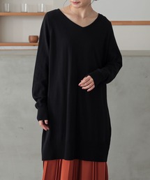 Vネックニットチュニック