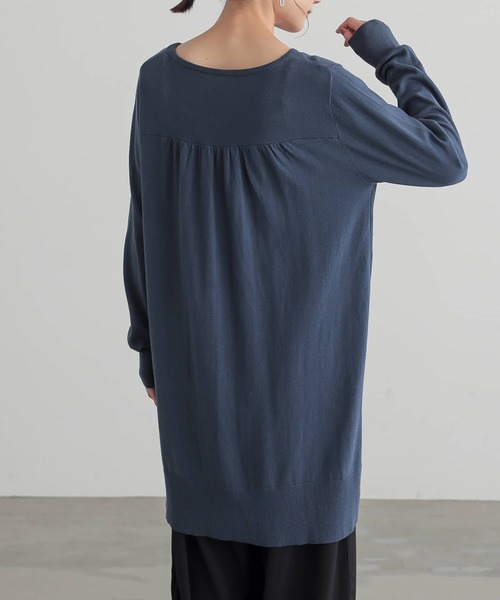 n'OrLABEL（ノアールレーベル）の「『Vネックニットチュニック』（ニット/セーター・レディース・ネイビー/ブラック/杢グレー/ブルーグリーン・1/2）」の20枚目の写真