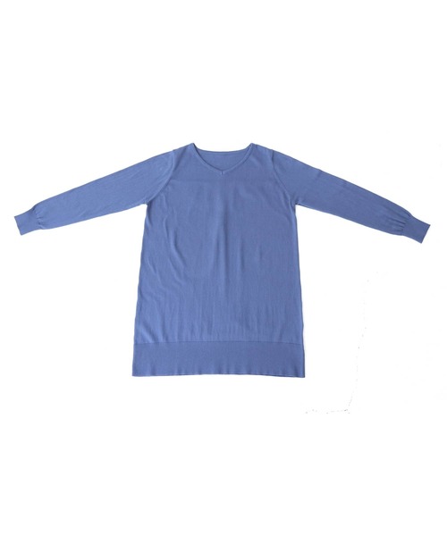 n'OrLABEL（ノアールレーベル）の「『Vネックニットチュニック』（ニット/セーター・レディース・ネイビー/ブラック/杢グレー/ブルーグリーン・1/2）」の6枚目の写真