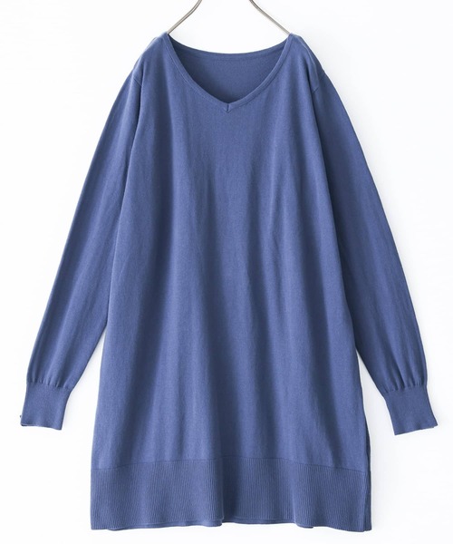 n'OrLABEL（ノアールレーベル）の「『Vネックニットチュニック』（ニット/セーター・レディース・ネイビー/ブラック/杢グレー/ブルーグリーン・1/2）」の9枚目の写真