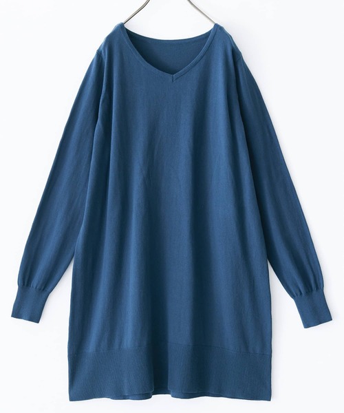 n'OrLABEL（ノアールレーベル）の「『Vネックニットチュニック』（ニット/セーター・レディース・ネイビー/ブラック/杢グレー/ブルーグリーン・1/2）」の10枚目の写真