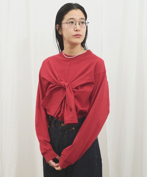 fig Ｌondon（フィグロンドン）の「tie me tee（Tシャツ/カットソー・レディース・グレー/レッド/ホワイト・FREE）」の2枚目の写真