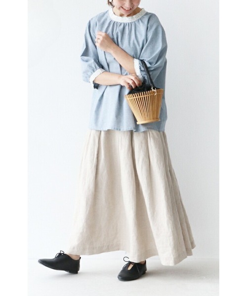 sanpo kuschel(サンポクシェル)の「優しい時を共に過ごすリネン服(シャツ/ブラウス・レディース・ブルー・FREE)」の2枚目の写真