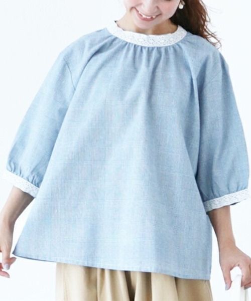 sanpo kuschel(サンポクシェル)の「優しい時を共に過ごすリネン服(シャツ/ブラウス・レディース・ブルー・FREE)」の7枚目の写真