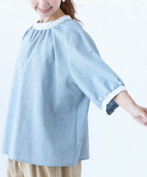 sanpo kuschel(サンポクシェル)の「優しい時を共に過ごすリネン服(シャツ/ブラウス・レディース・ブルー・FREE)」の13枚目の写真