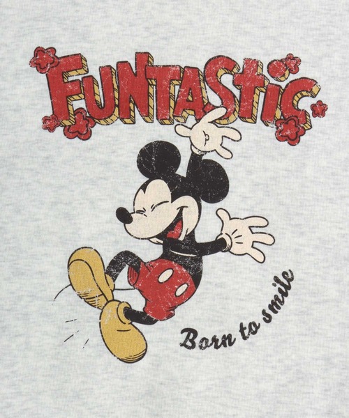Disney（ディズニー）の「Disney（ディズニー）キャラクターサガラ刺繍・ヴィンテージライクプリント スウェットトレーナー（裏起毛）ミッキーマウス/スティッチ/チップとデール（スウェット・レディース・カーキ/ホワイト系その他/ダークグレー/マスタード/ブルー/ホワイト系その他2/グレー系その他/ワイン・M/L）」の22枚目の写真