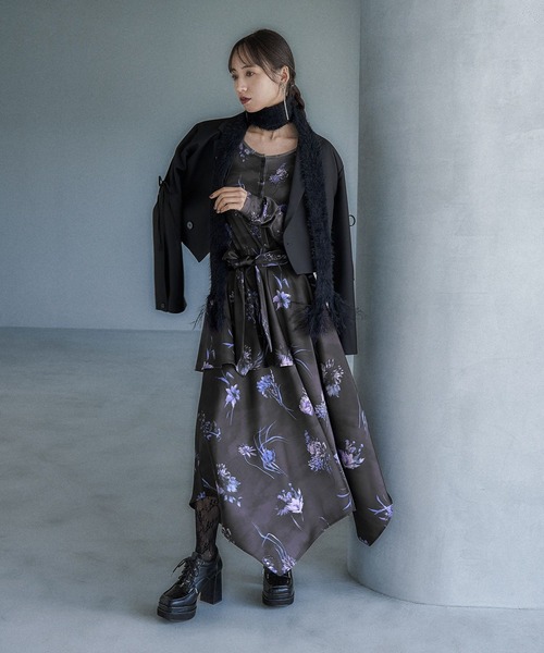 HARE（ハレ）の「リボンタックショートジャケット(HARE)（テーラードジャケット・レディース・チェック/ブラック・FREE）」の3枚目の写真