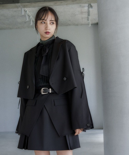 HARE（ハレ）の「リボンタックショートジャケット(HARE)（テーラードジャケット・レディース・チェック/ブラック・FREE）」の9枚目の写真